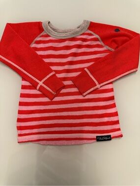 Pierre Robert Merino Wool Base Layer Top Pink/Coral Striped Size 86/92